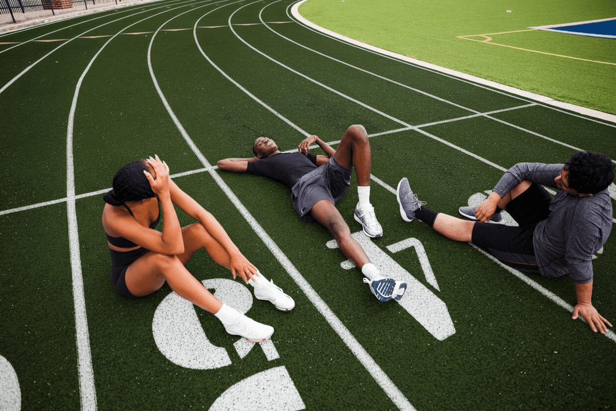 Tennis players resting